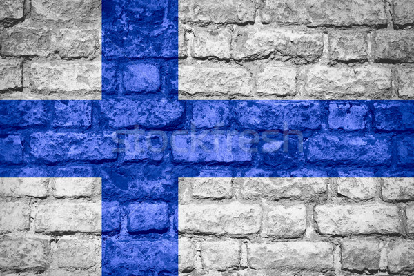 Stock foto: Flagge · Finnland · Banner · Ziegel · Textur