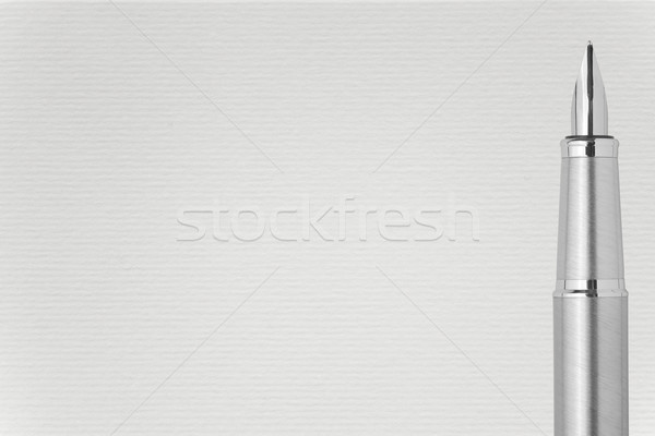 Acél töltőtoll fehér közelkép irodaszer textúra Stock fotó © MiroNovak