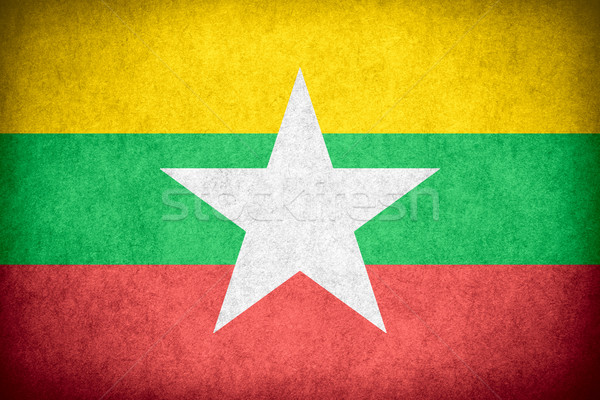 Foto stock: Bandeira · birmânia · bandeira · papel · áspero · padrão
