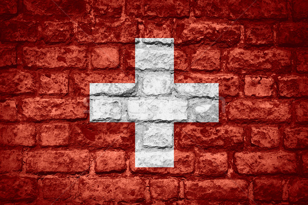 флаг Швейцария баннер кирпичных текстуры Сток-фото © MiroNovak