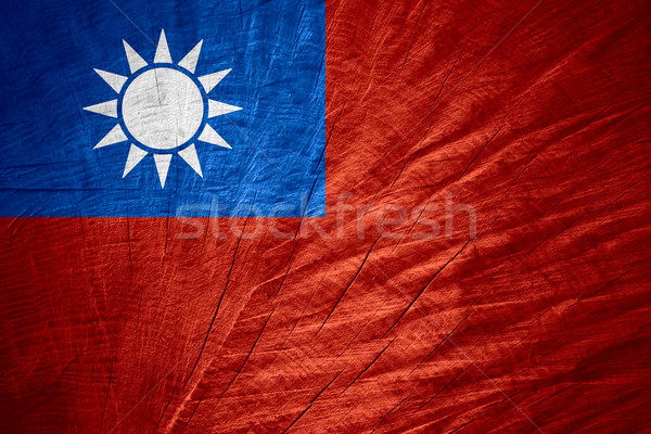 Zászló Tajvan szalag fából készült textúra Stock fotó © MiroNovak