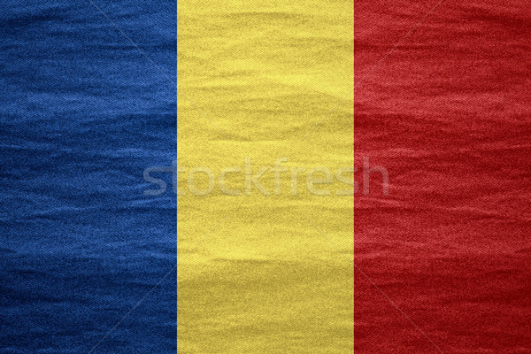 Zászló Romania román szalag vászon durva Stock fotó © MiroNovak