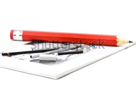 Piros ceruza könyv telefon toll diák Stock fotó © mirusiek