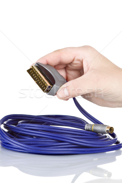 Audio videó kábel kéz technológia Stock fotó © mirusiek