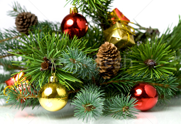 Karácsony fa otthon háttér doboz arany Stock fotó © mirusiek