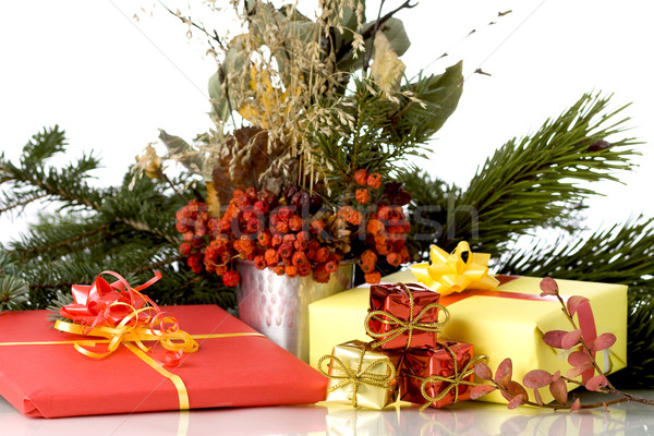 Karácsony ajándék buli arany szín ajándék Stock fotó © mirusiek