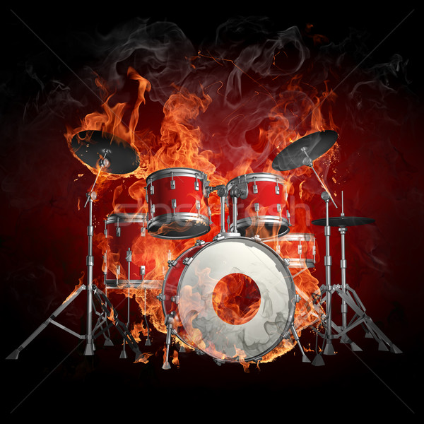 Drums brand trommel uitrusting kunst concert Stockfoto © Misha