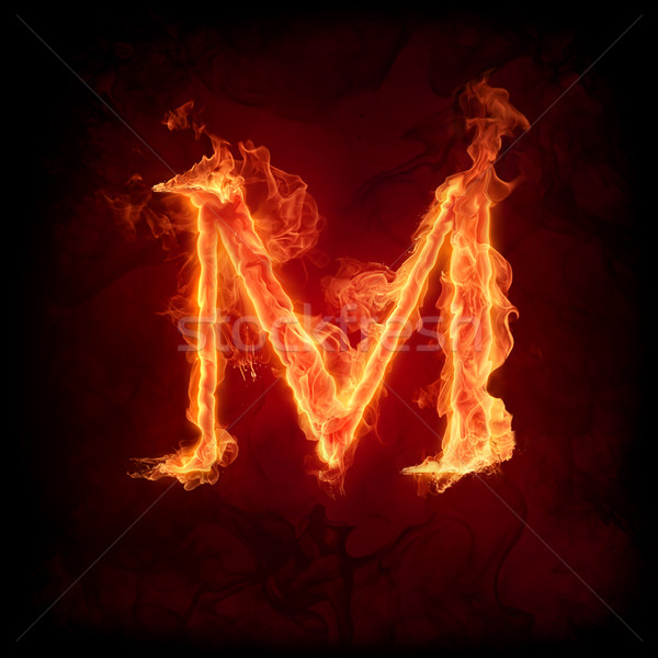 [[stock_photo]]: Feu · lettre · flaming · rouge · flamme · belle