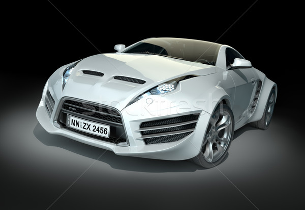 White hybrid sports car on a black background. Original car desi Stock photo © Misha