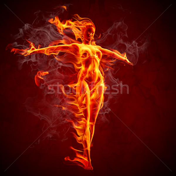 Imagine de stoc: Fierbinte · fată · incendiu · femeie · modă · proiect