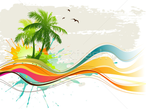 Stockfoto: Zomer · tropische · landschap · ontwerp · achtergrond · palm