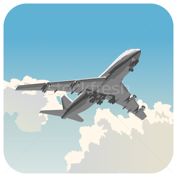 Samolot powyżej chmury działalności niebieski podróży Zdjęcia stock © Misha