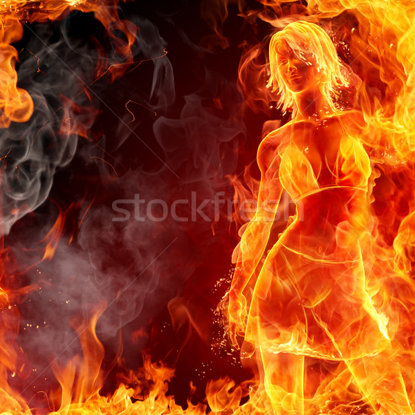 Foto stock: Quente · menina · fogo · mulher · moda · projeto