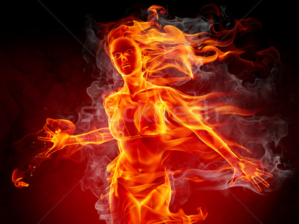 Сток-фото: горячей · девушки · пылающий · женщину · огня · моде
