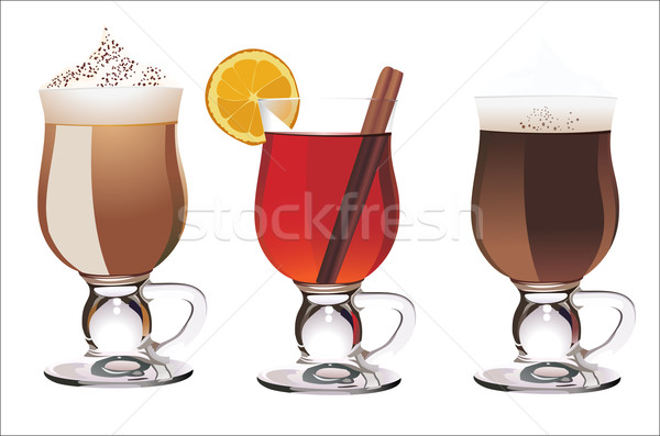 set with different cocktails on white background Stock photo © mitay20