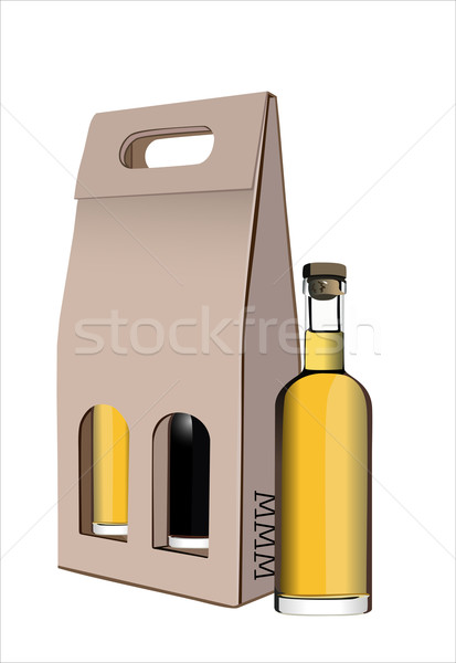 Karton hediye şarap şişeler kutu akşam yemeği Stok fotoğraf © mitay20