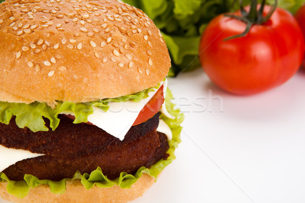 big hamburger still life on a white background Stock photo © mizar_21984