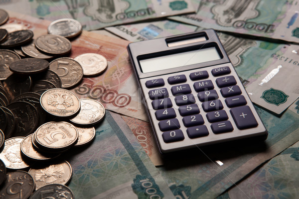 русский калькулятор деньги наличных монетами Сток-фото © mizar_21984
