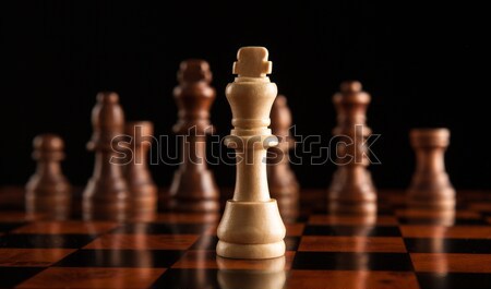 Schach Spiel König Zentrum Schachfiguren Zeit Stock foto © mizar_21984