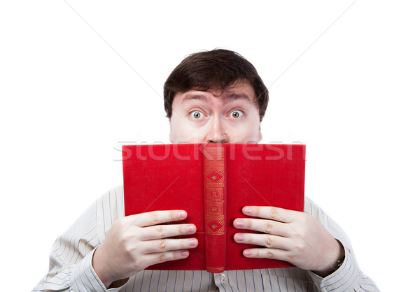 man in stress holding an open red book Stock photo © mizar_21984