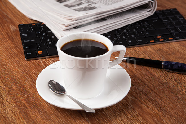 Stockfoto: Business · stilleven · beker · zwarte · koffie · desktop · kantoor