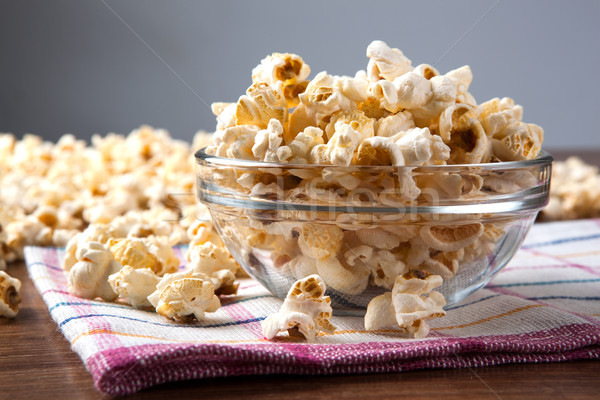 Zout popcorn kom kok zoete Stockfoto © mizar_21984