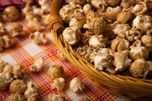 caramel popcorn in a basket on a napkin Stock photo © mizar_21984
