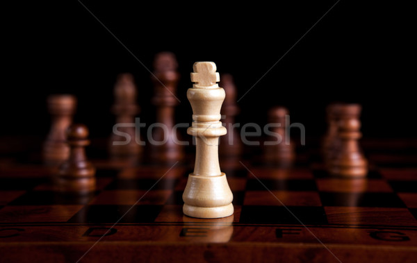 Schach Spiel König Zentrum Schachfiguren Zeit Stock foto © mizar_21984