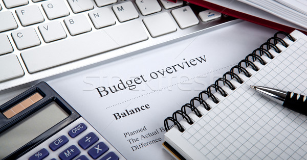 document with title budget overview on the desktop Stock photo © mizar_21984