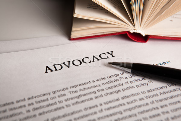 Stock photo: document with the title of advocacy