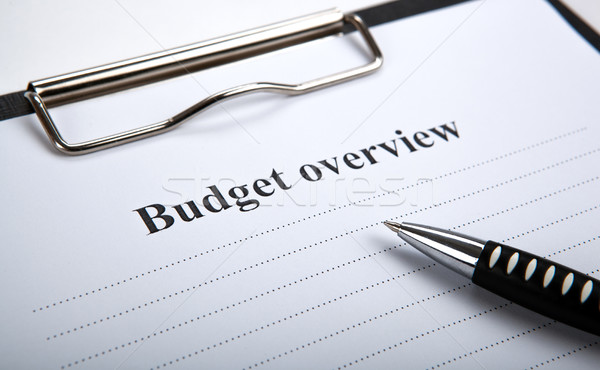 document with title budget overview and pen Stock photo © mizar_21984