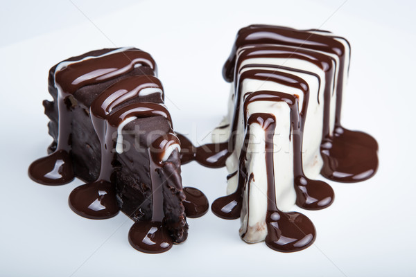 chocolate cakes on a plate close up Stock photo © mizar_21984