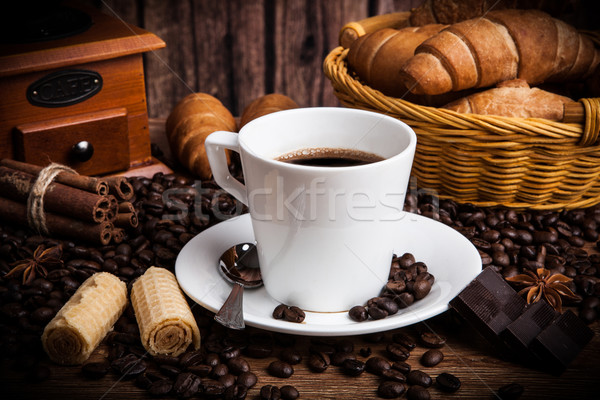 Kaffee Still-Leben Tasse Holz Schokolade Tabelle Stock foto © mizar_21984