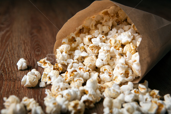 Gezouten popcorn houten tafel voedsel Stockfoto © mizar_21984