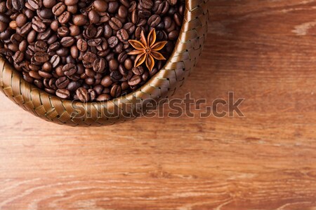 roasted coffee beans in a bamboo basket Stock photo © mizar_21984