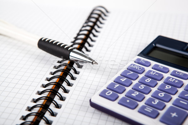 pen on a notebook into a cell and calculator Stock photo © mizar_21984