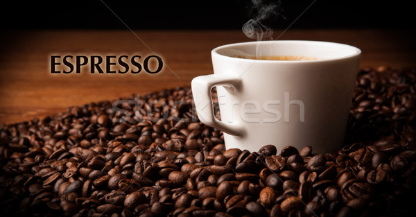 Foto stock: Copo · café · preto · feijões