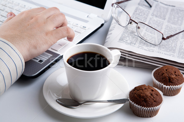 businessman running and a cup of coffee Stock photo © mizar_21984