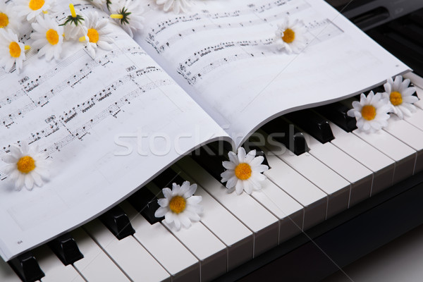 Piano Keys And Musical Book And Flower Stock Photo C Aleksandr