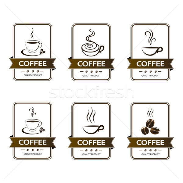 Set badge tazza di caffè bere bianco shop Foto d'archivio © mizar_21984