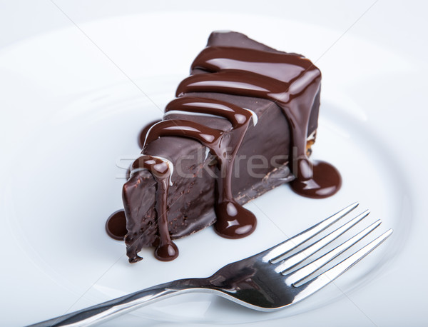 chocolate cake on a plate close up Stock photo © mizar_21984