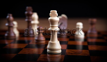Schach Spiel König Zentrum Schachfiguren Zeit Stock foto © mizar_21984