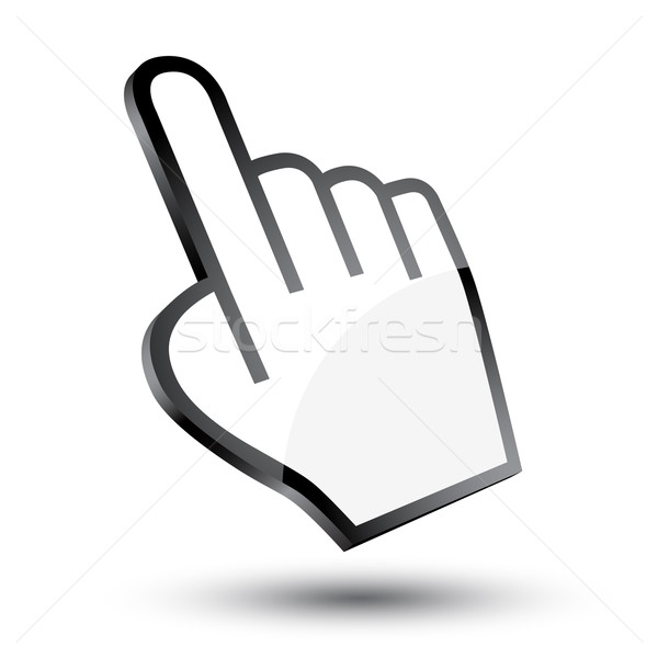 Cursor hand 3D icon schaduw witte Stockfoto © mizar_21984