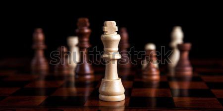 Schach Spiel König Zentrum Schachfiguren Zeit Stock foto © mizar_21984