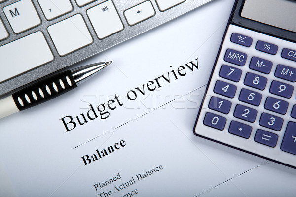 document with title budget overview and keyboard, calculator Stock photo © mizar_21984