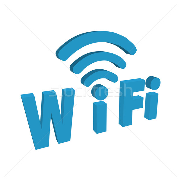 étiquette wifi bleu couleur blanche 3D [[stock_photo]] © mizar_21984