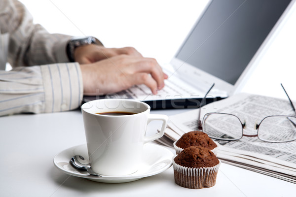 businessman running and a cup of coffee Stock photo © mizar_21984