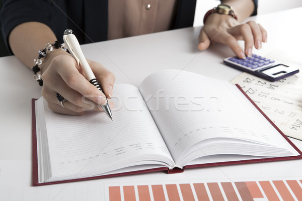 woman calculates future plans Stock photo © mizar_21984