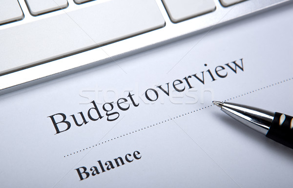 document with title budget overview and keyboard Stock photo © mizar_21984