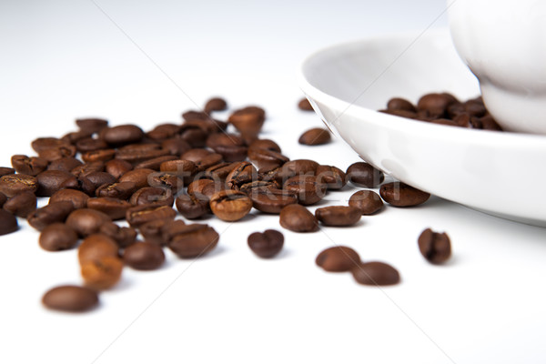 cup of black coffee with roasted coffe beans 2 Stock photo © mizar_21984